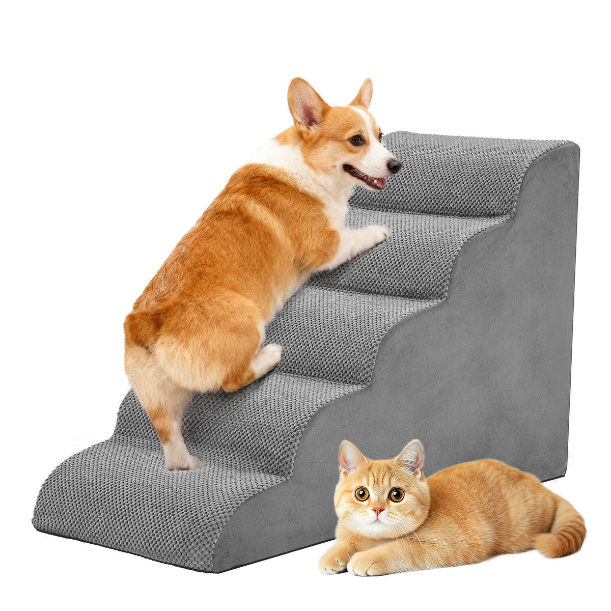JHK High Density Foam Curved Dog Stairs Ramp For Small Dogs