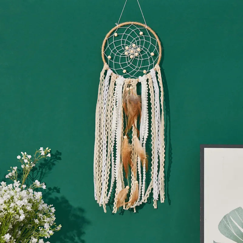 Large Bohemian Handcrafted Dream Catcher With Moon And Sun