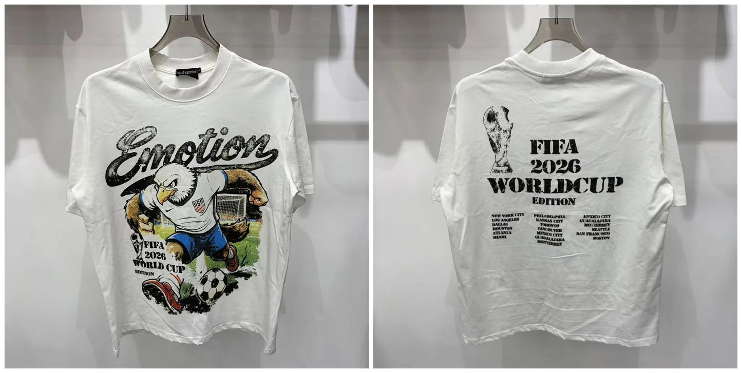 Mixed Emotion Rhinestone Cartoon Print Cotton T Shirt Men Women