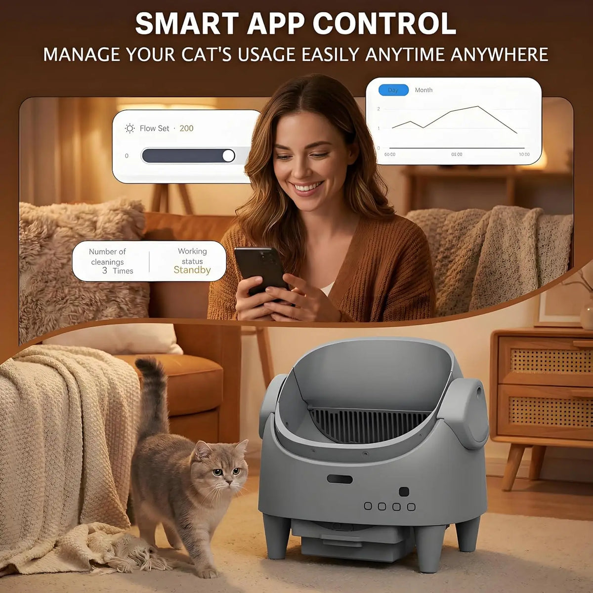 HiMiss Smart Open Automatic Self-Cleaning Cat Litter Box With WiFi Control