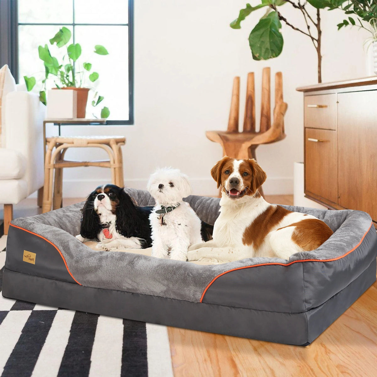 BINGOPAW Super Soft Orthopedic Dog Bed With Cotton-Padded Bolster