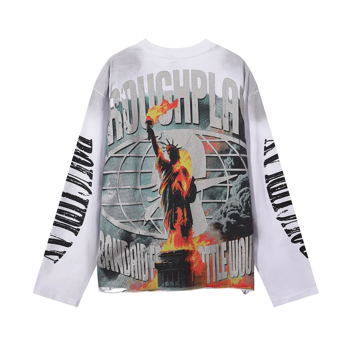 American Style Splicing Diamond Cotton Crew Neck T Shirt Unisex