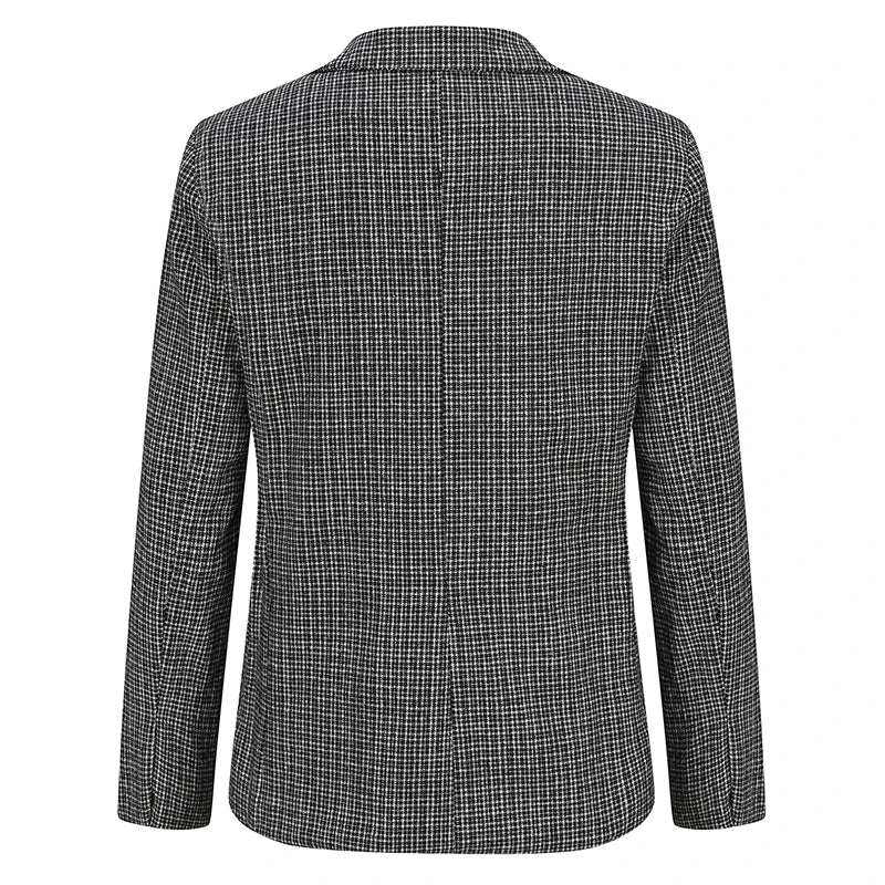 Men's Classic Plaid Blazer Jacket With Notched Lapel Two Button