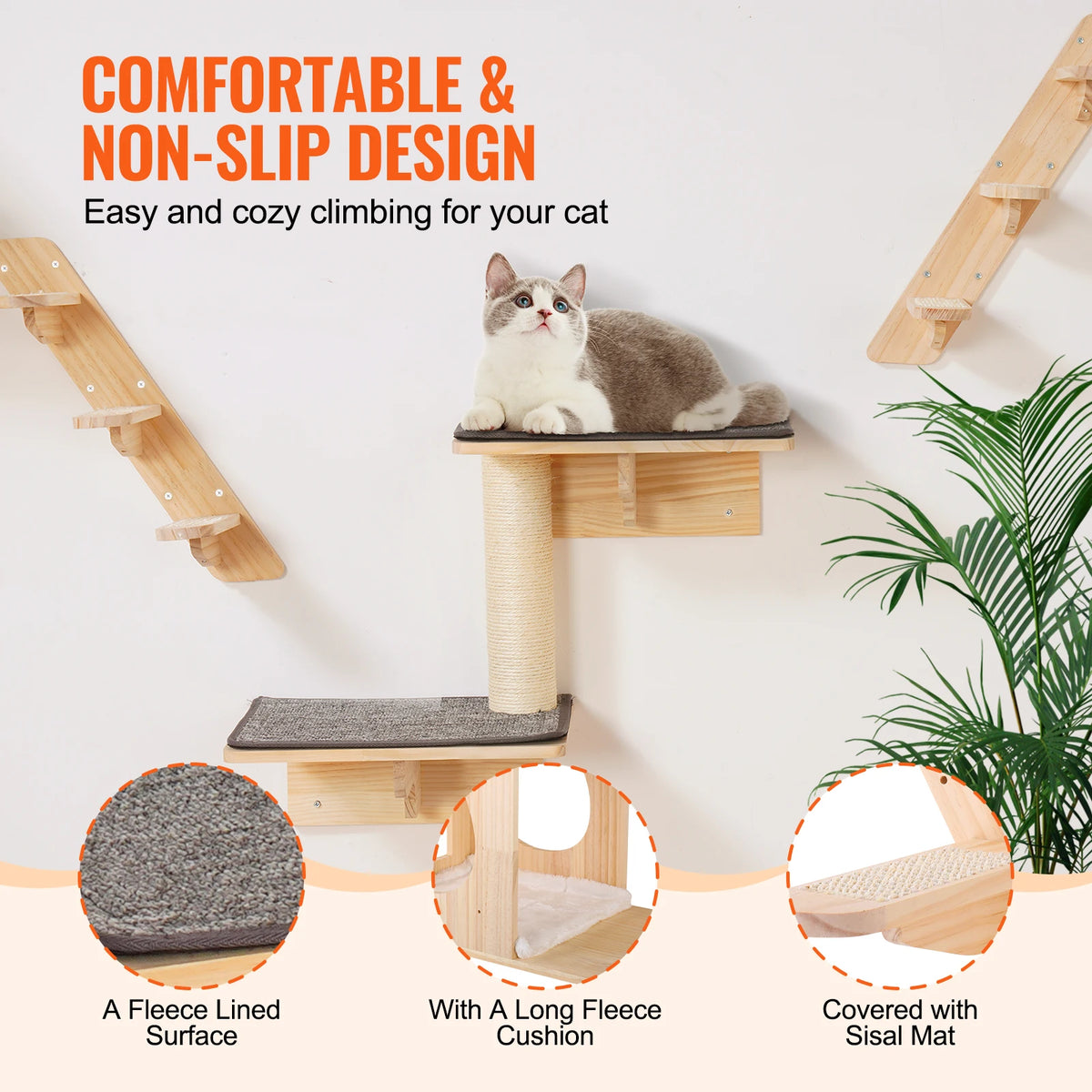 Succebuy Wall Mounted Cat Shelves Perches With Jumping Boards