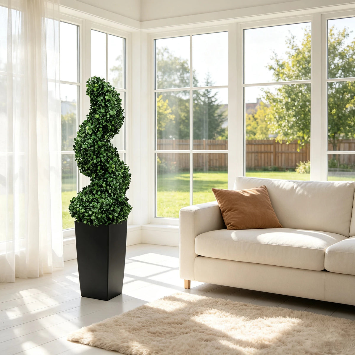 Olitree Artificial Boxwood Spiral Topiary Trees With Planter