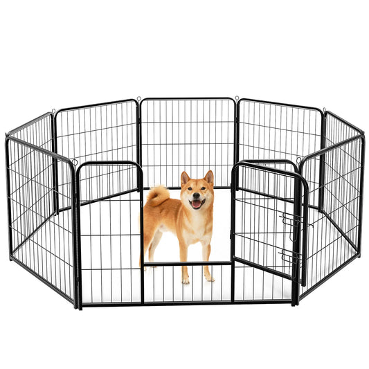 JHK Metal 8 Panel Dog Playpen Foldable Exercise Fence