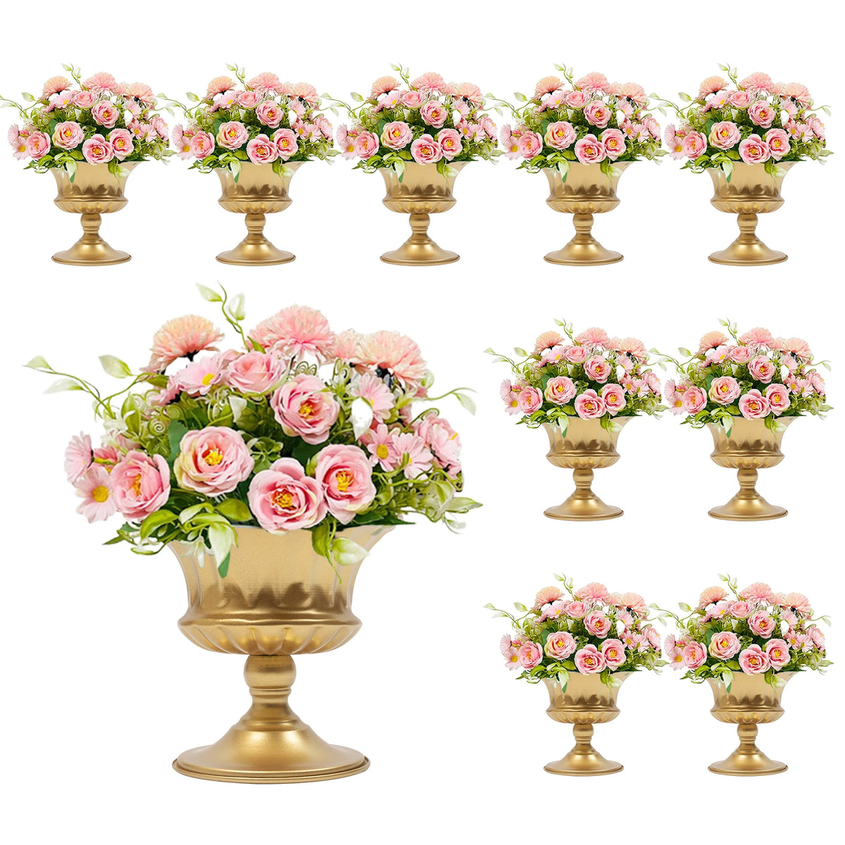 10 Pcs Gold Froral Vases Centerpieces Table Decor
