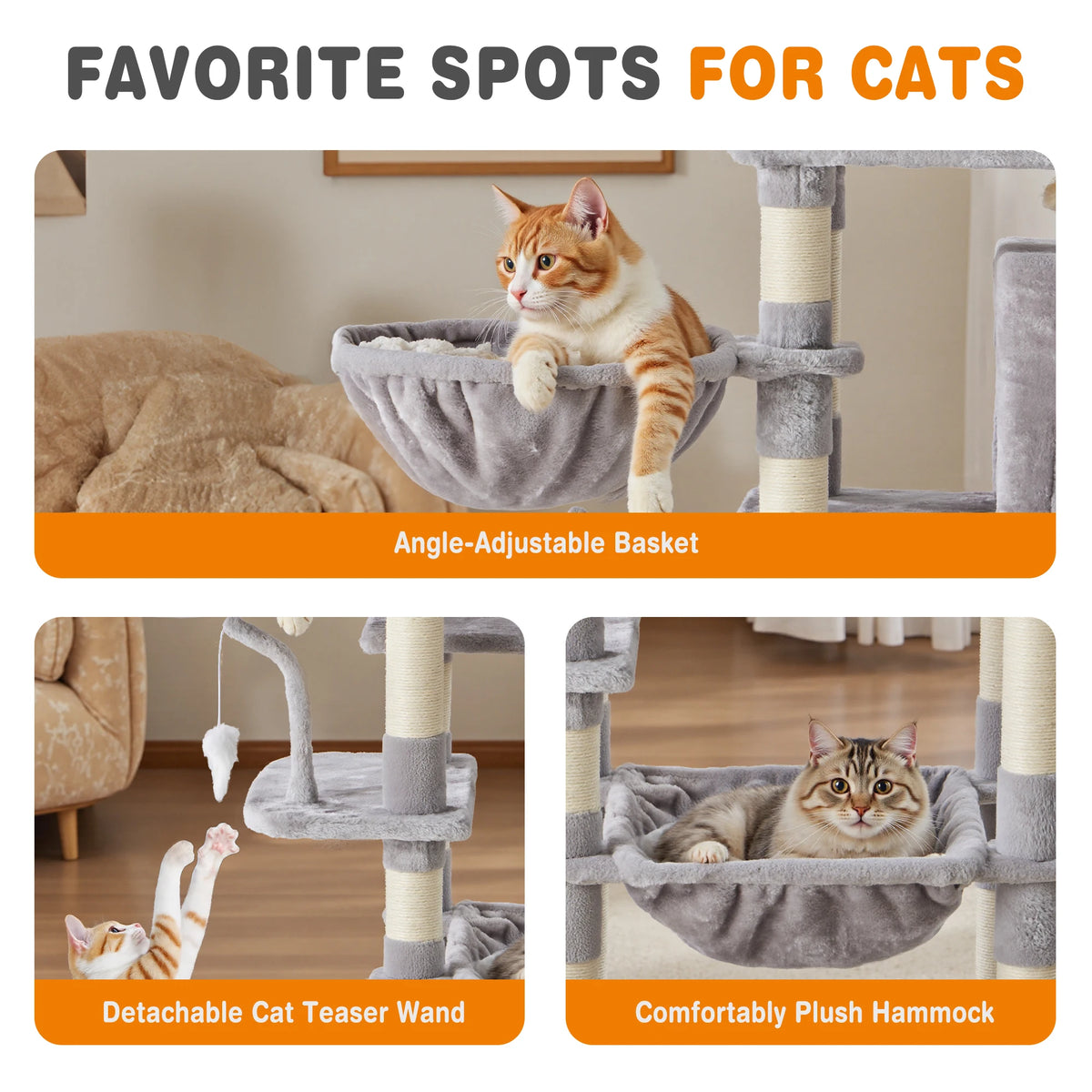 JHK 71 Inch Tall Multi Tier Cat Tree Climbing Tower