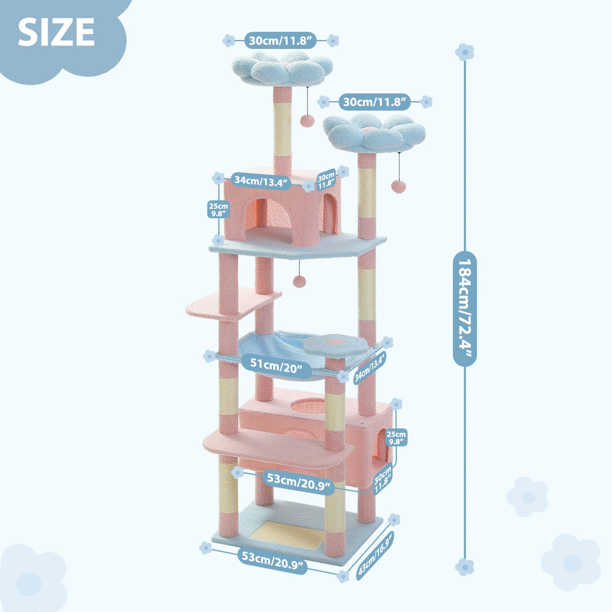 Petepala Cat Tree Tower With Sisal Scratching Posts And Hammock