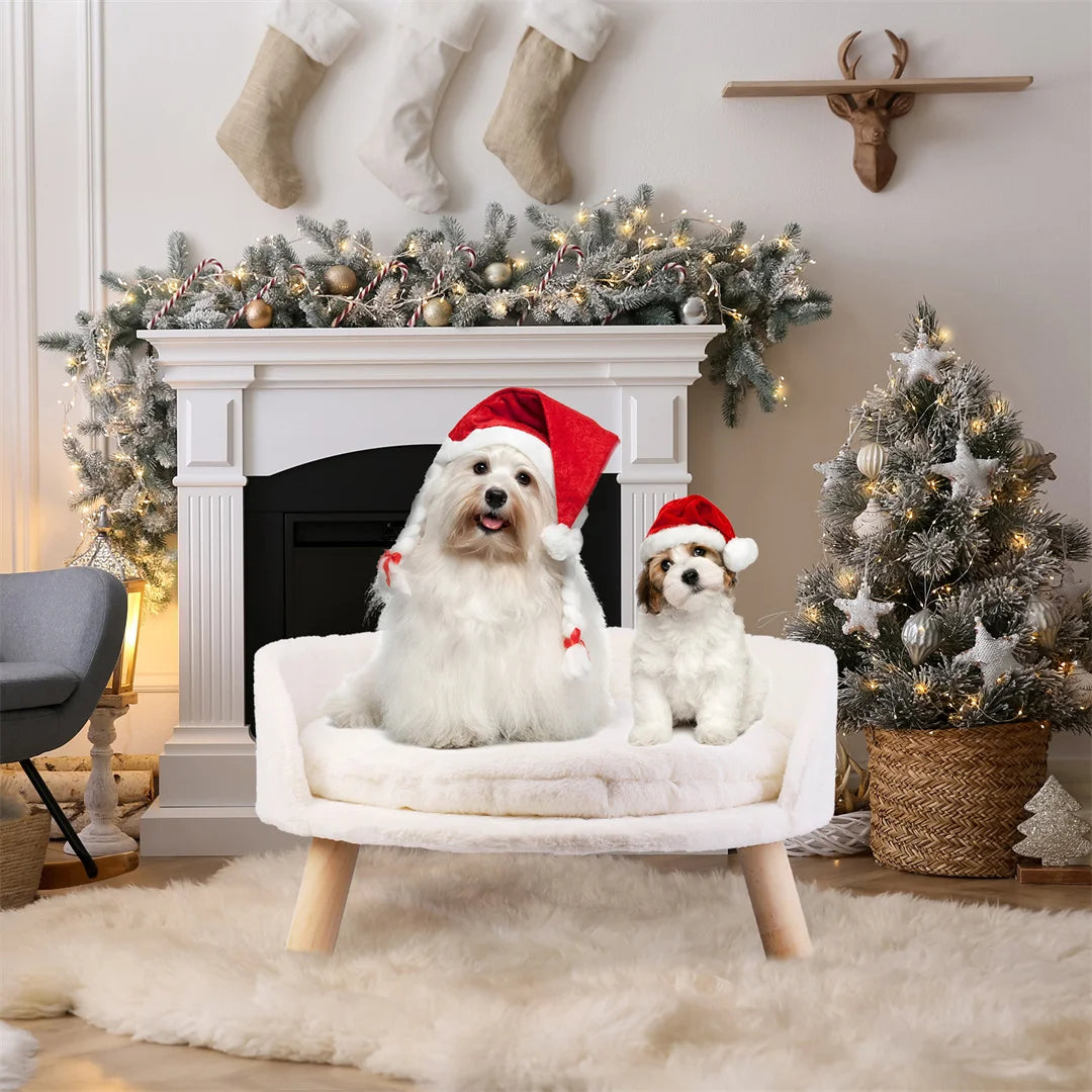 BINGOPAW Luxury Plush Cat Bed Nesting Chair With Wood Legs Waterproof Cushion