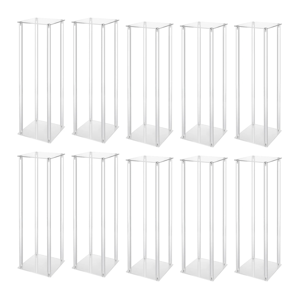 Clear 10Pcs Acrylic Wedding Flower Stand Geometric Column Rack