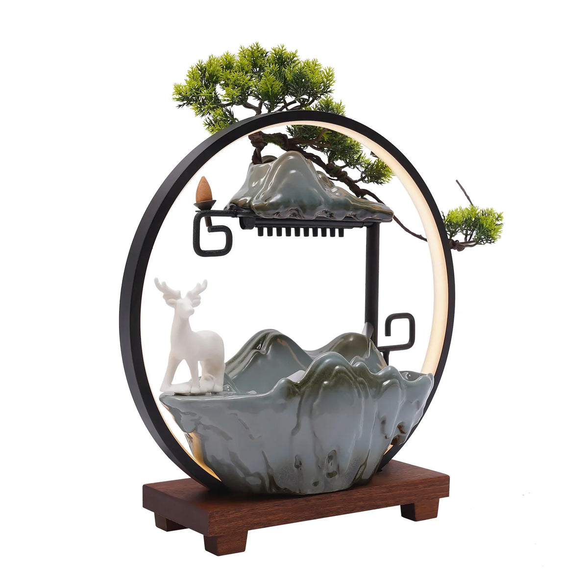 Bymaocar Ceramic Bonsai Desk Fountain With Led Light