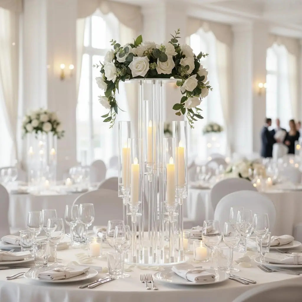 Five Arm Acrylic Candelabra Centerpiece For Wedding Receptions