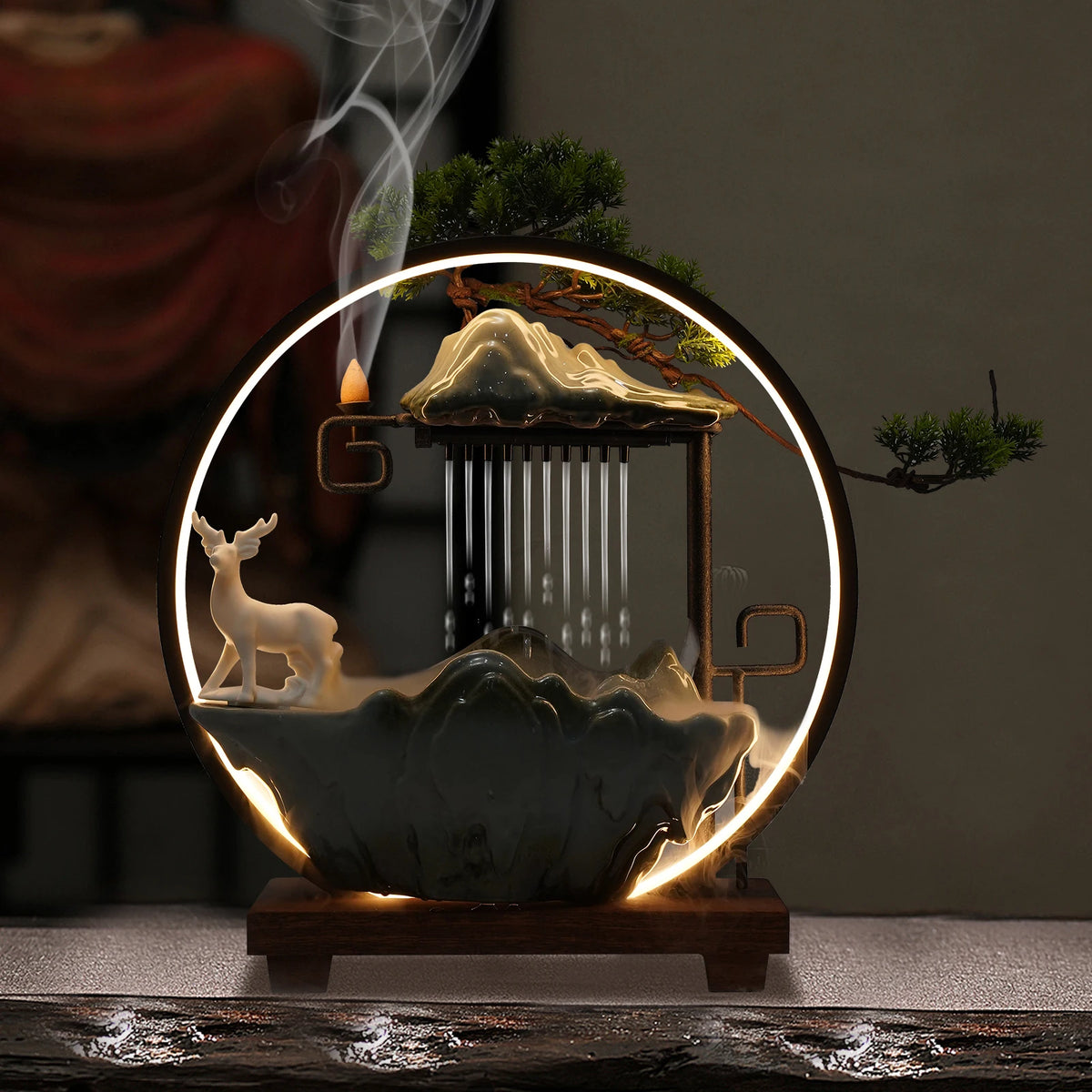Bymaocar Ceramic Bonsai Desk Fountain With Led Light