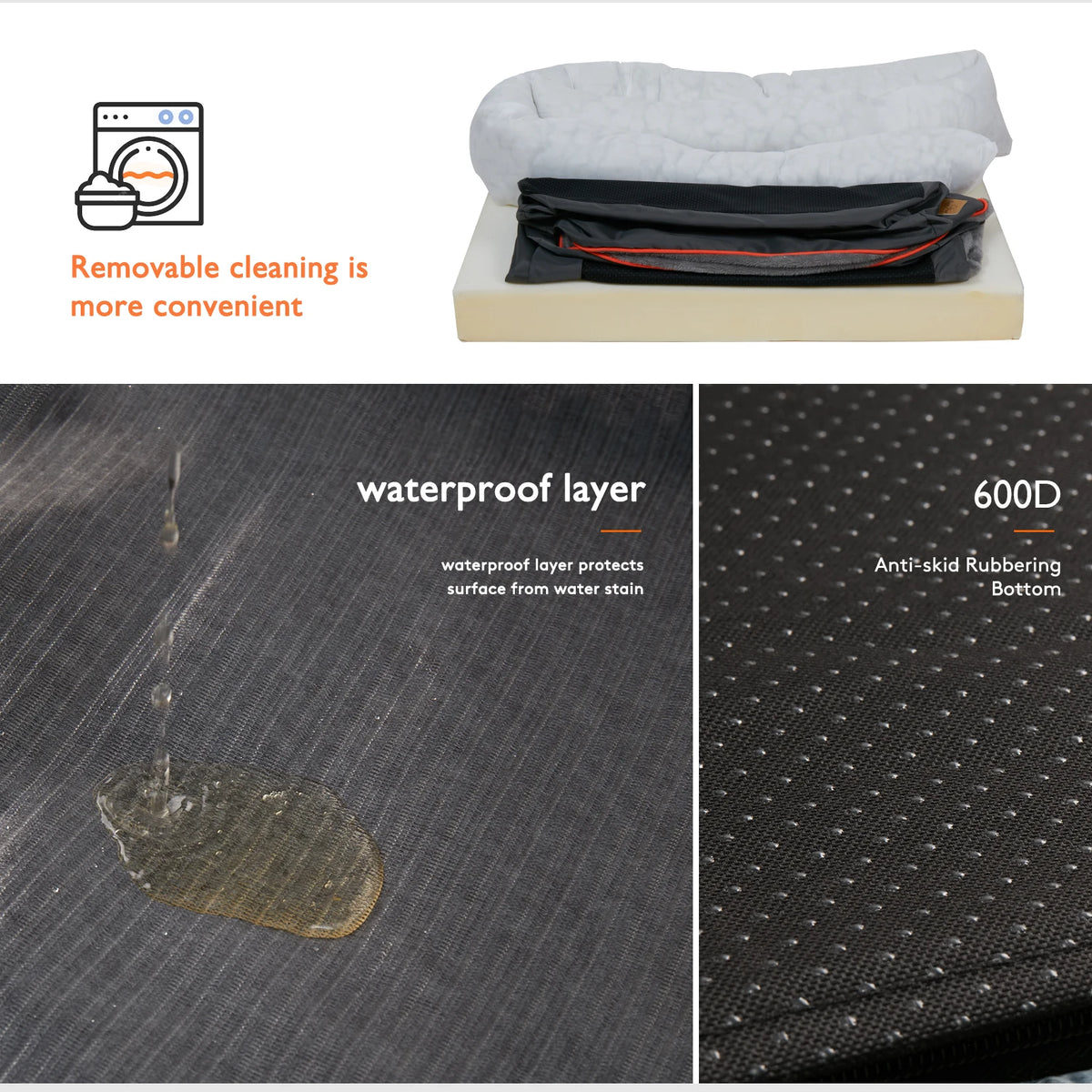 Bingopaw Removable Cover Waterproof Large Dog Bed