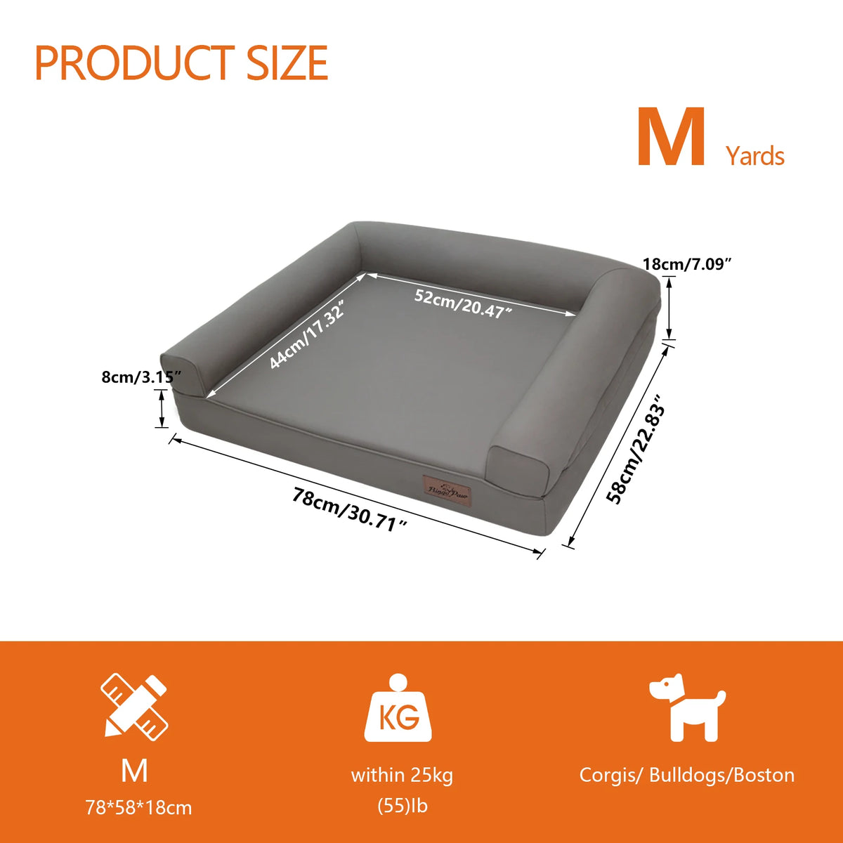 BORWART Extra Large Orthopedic Dog Bed Bolster Waterproof With Removable Cover