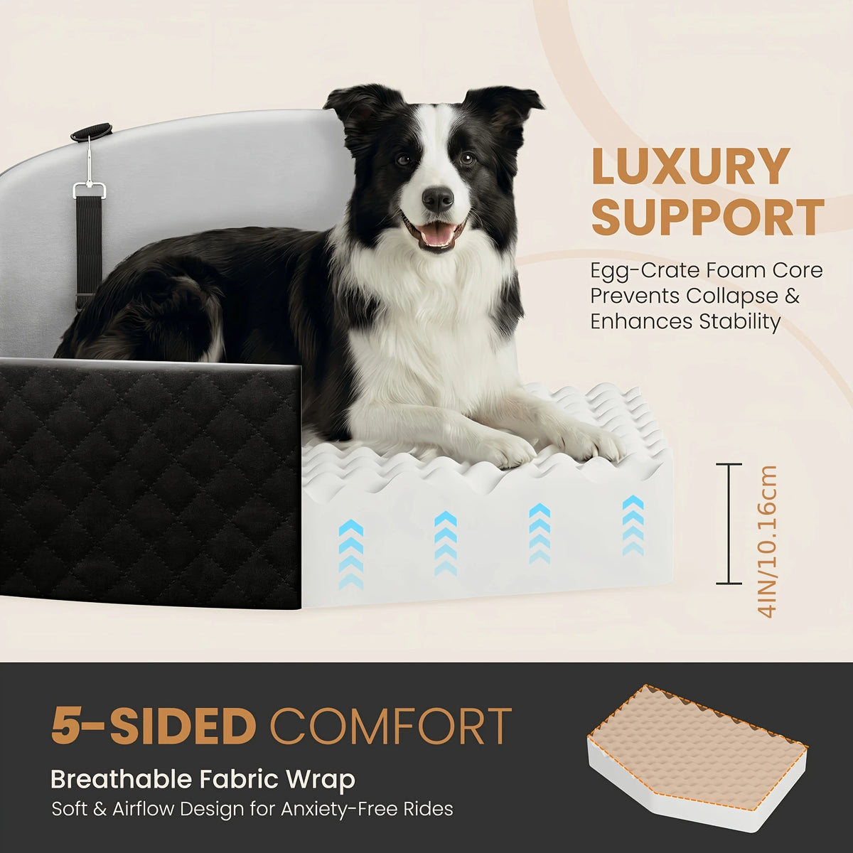 Memory Foam Dog Car Seat With Cool Mat Safety Leashes