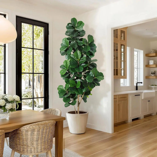 Himiss Realistic Artificial Fiddle Leaf Fig Tree In Planter Pot For Home Decor