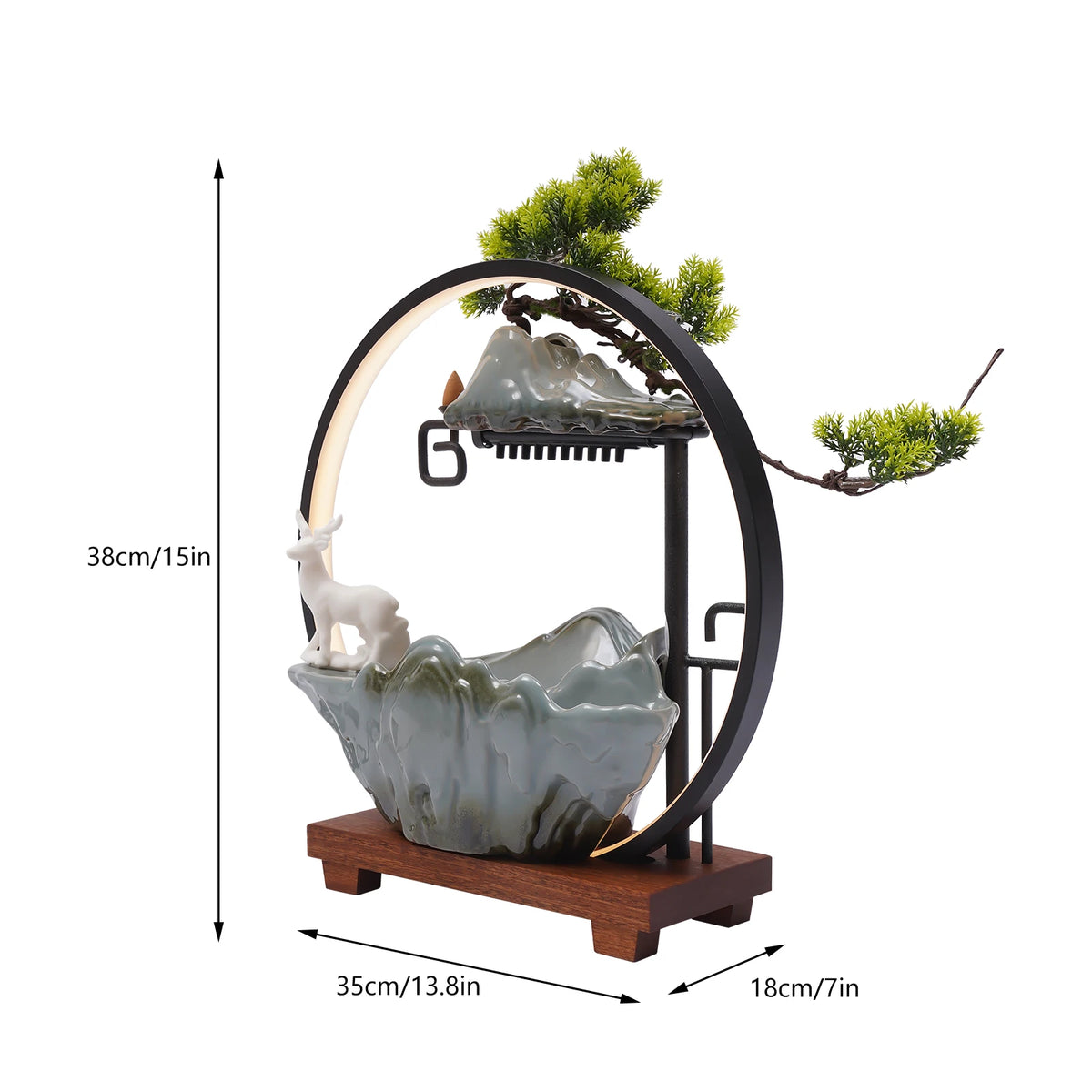 Bymaocar Ceramic Bonsai Desk Fountain With Led Light