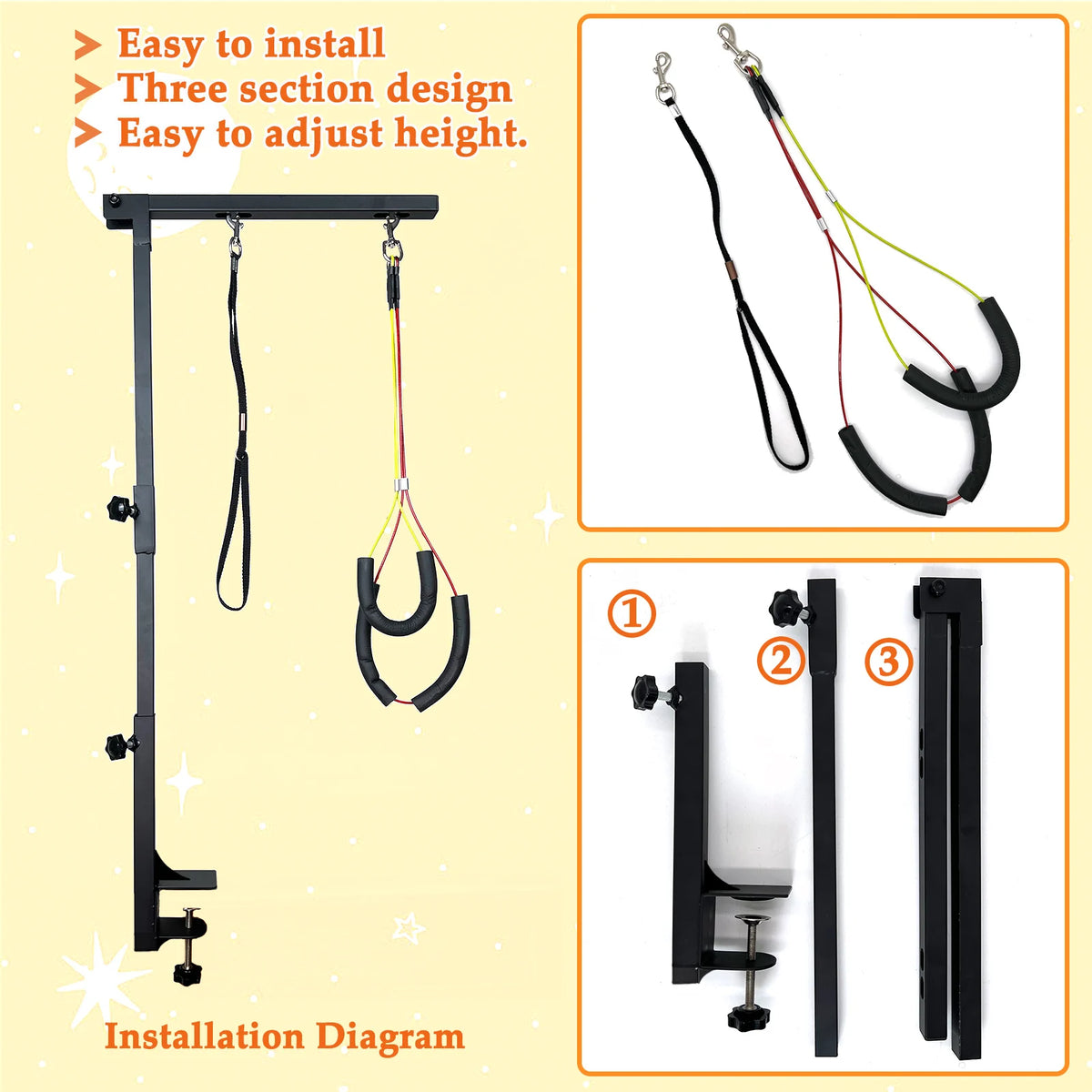 Adjustable Height Dog Grooming Arm With Clamp And Loop