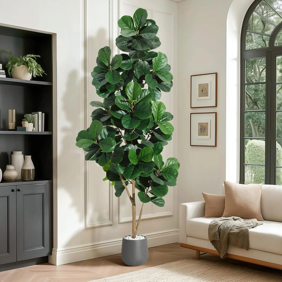 Himiss Realistic Artificial Fiddle Leaf Fig Tree In Planter Pot For Home Decor