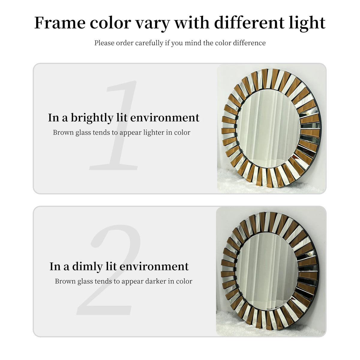 Round Starburst Decorative Glass Wall Art Mirror