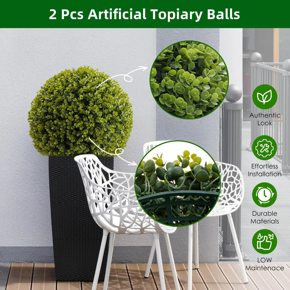 Studyset Artificial Topiary Balls Set For Outdoor Home Decor