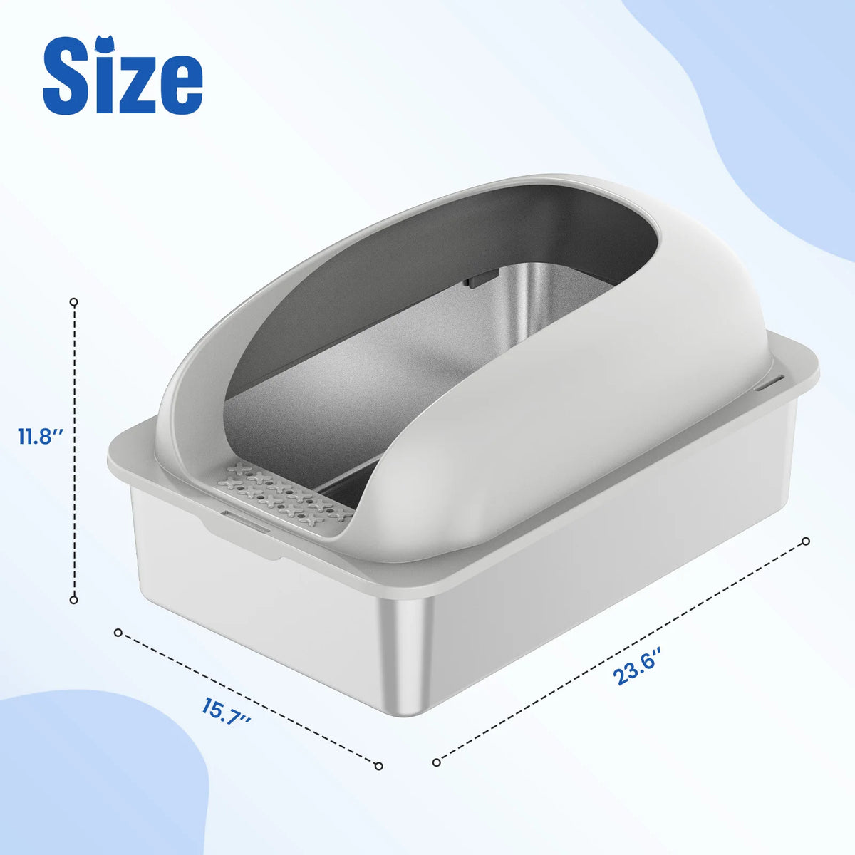 JHK Stainless Steel Large Cat Litter Box With Lid And Mat