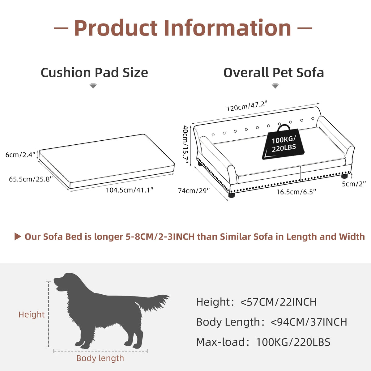 BINGOPAW Microfiber Leather Elevated Dog Sofa For Medium Large Pets