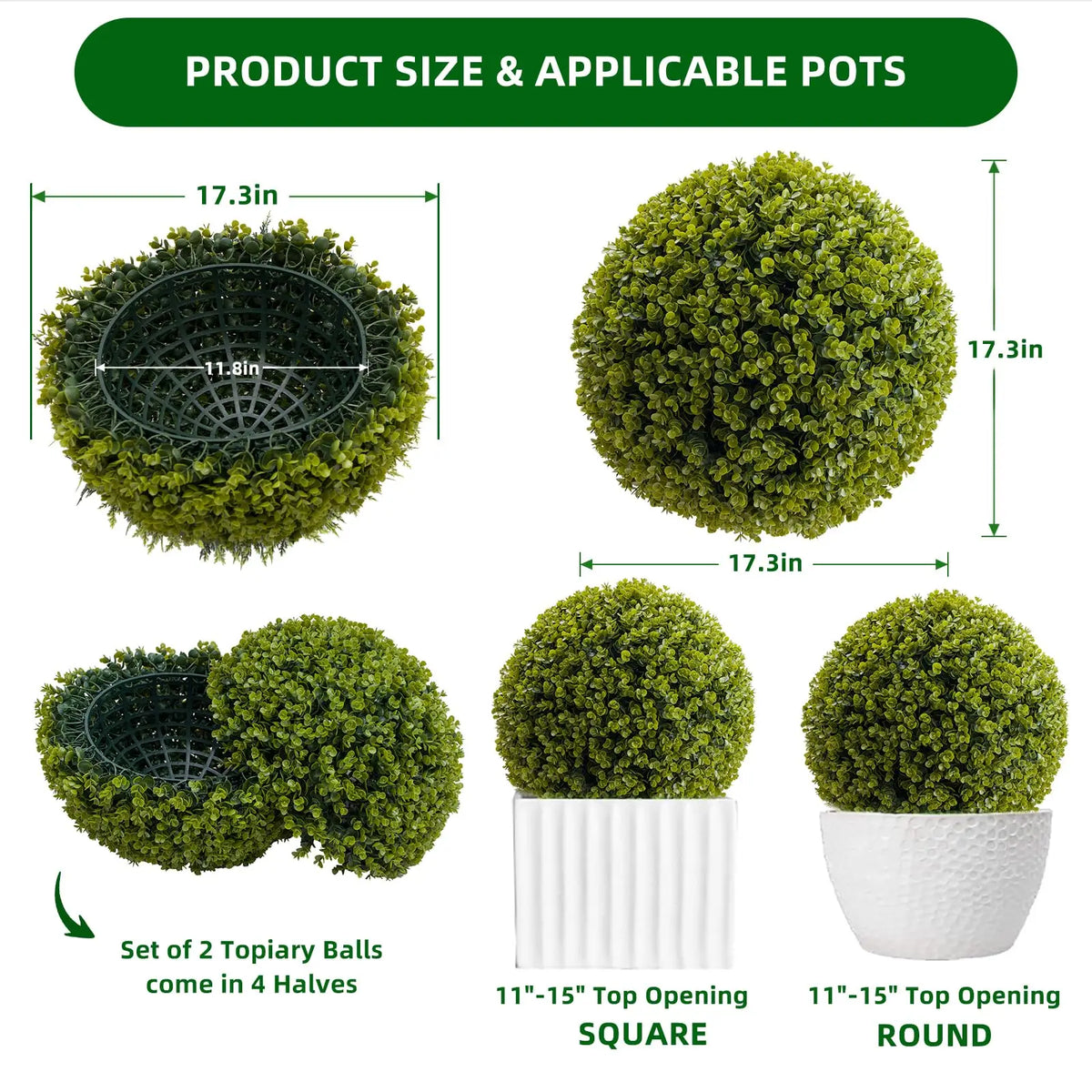 Studyset Set Of 2 Artificial Green Outdoor Topiary Balls