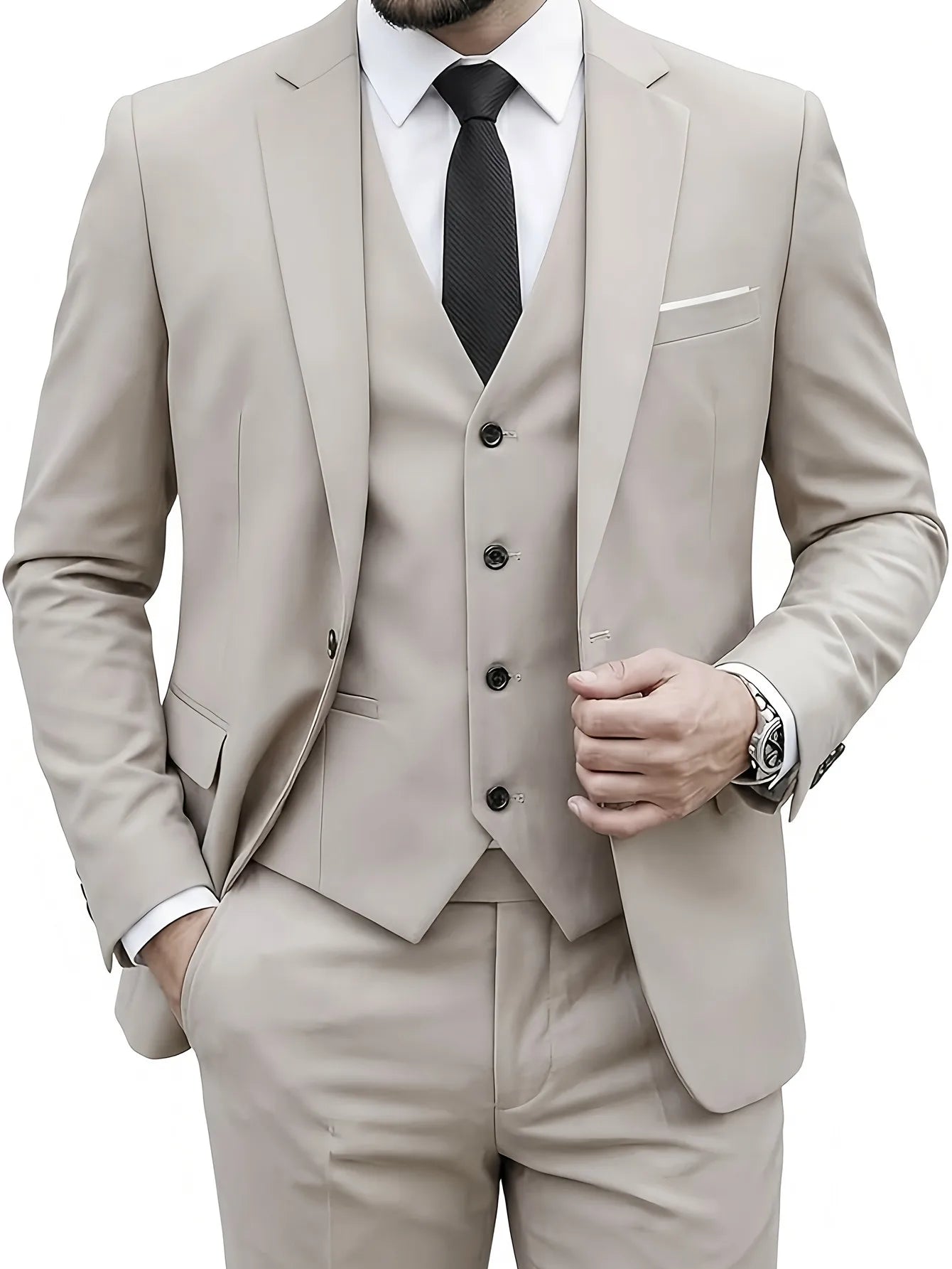 Mens Wedding Best Man Dress Suit Regular Fit Lapel Collar