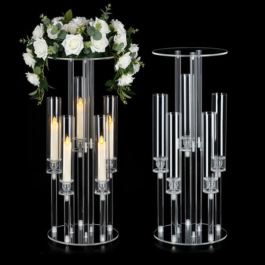 Five Arm Acrylic Candelabra Centerpiece For Wedding Receptions