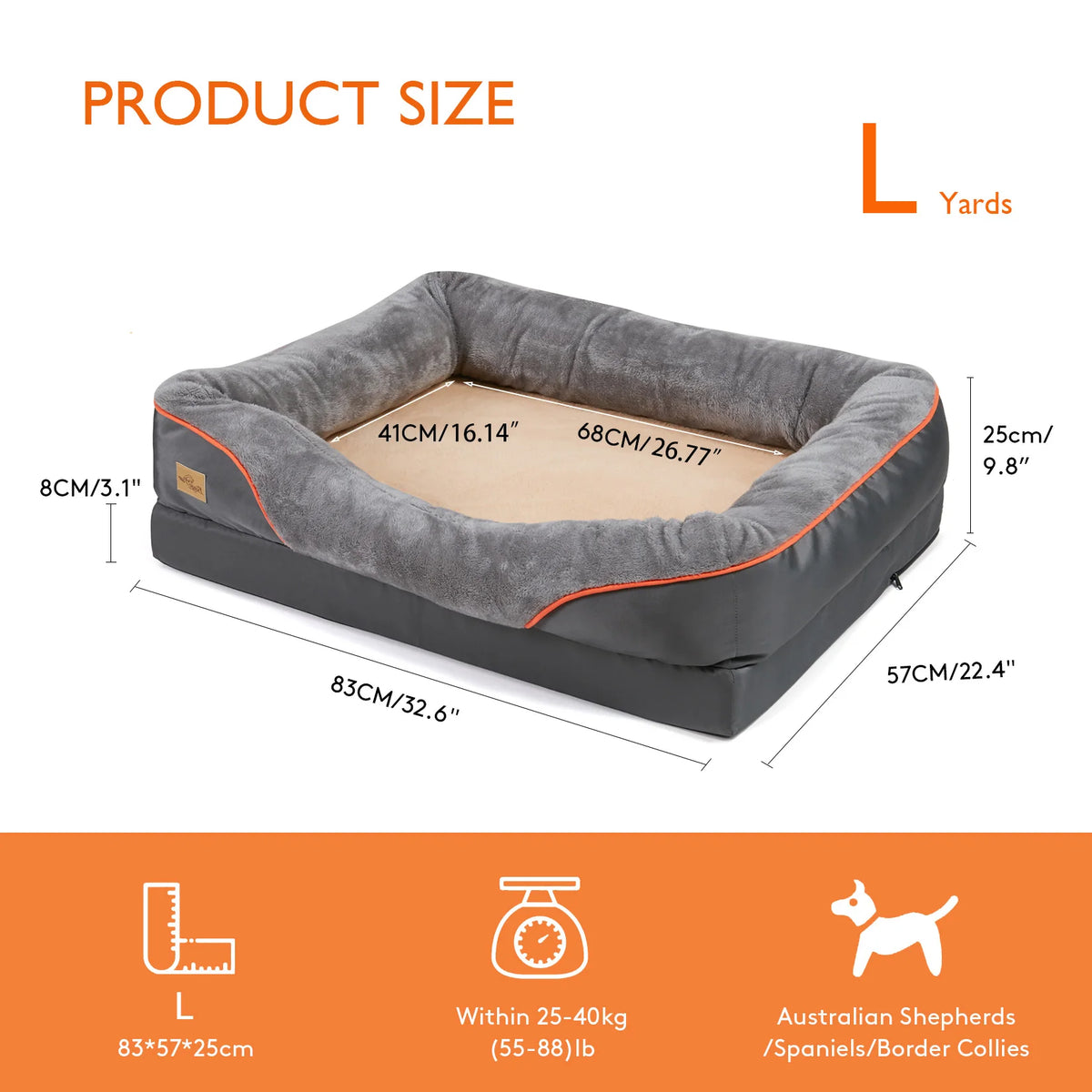 Borwart Memory Foam Orthopedic Pet Sofa With Removable Cover