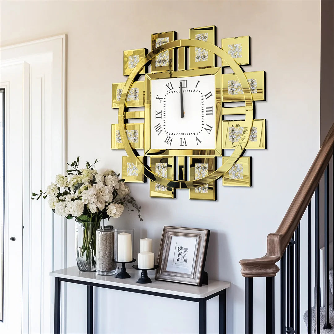 Decorative 60CM Resin Crystal Wall Clock Battery Operated