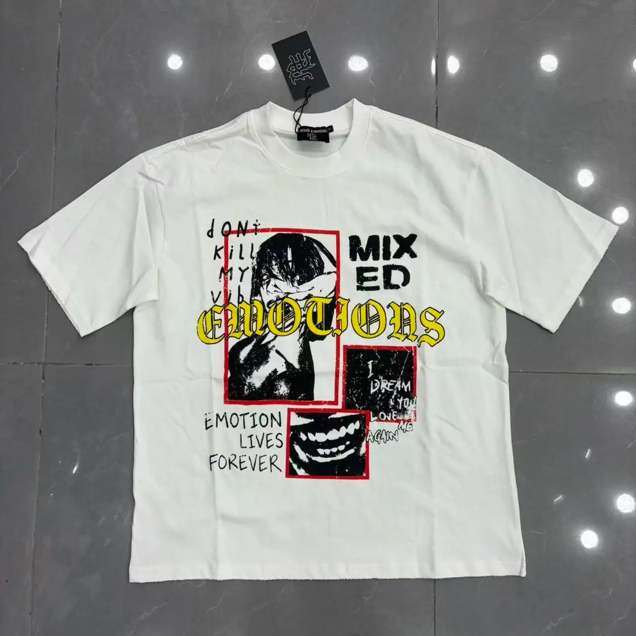 Mixed Emotion Print Cotton T Shirt Men Women Casual Trendy High Street