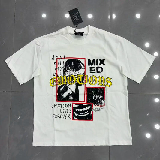 Mixed Emotion Print Cotton T Shirt Men Women Casual Trendy High Street