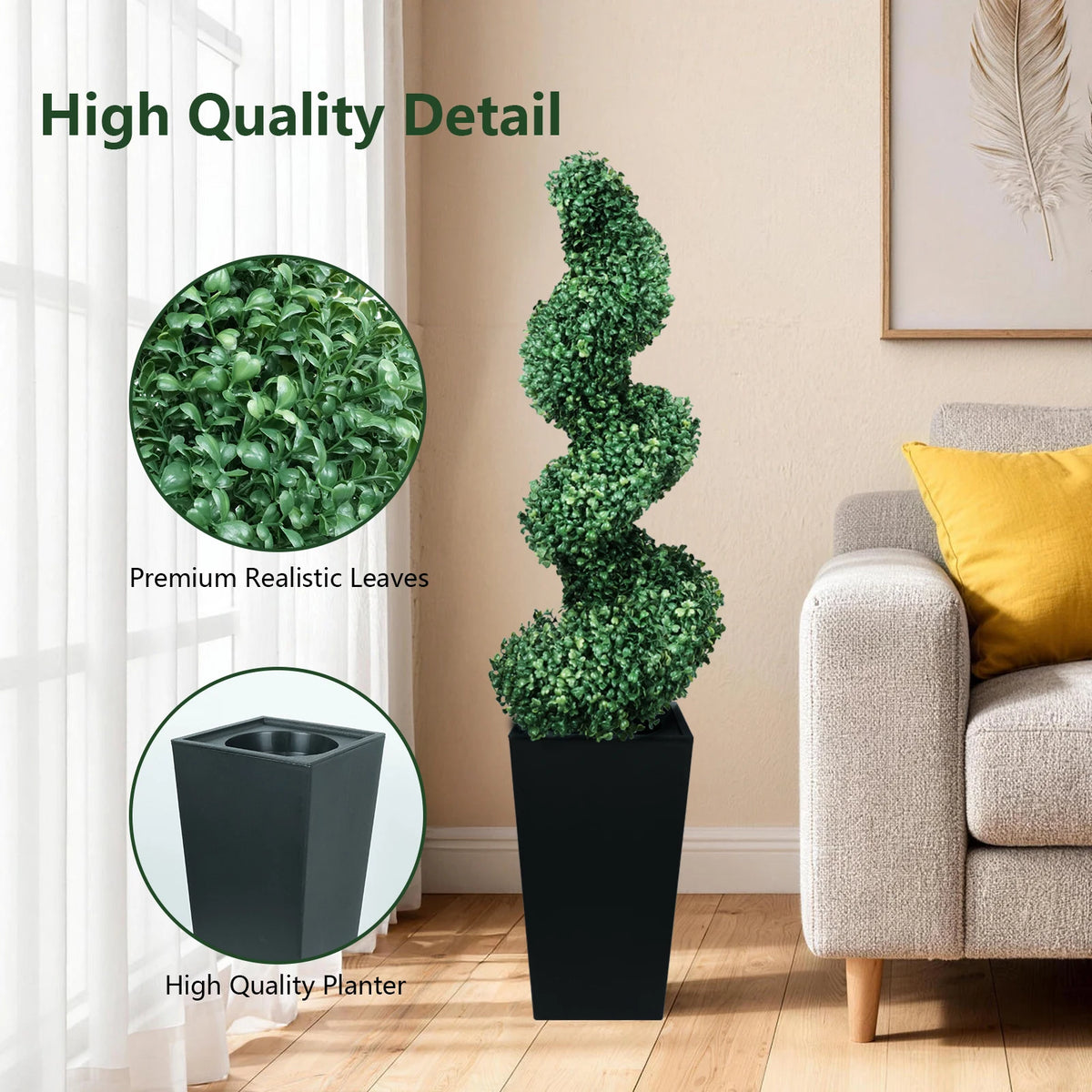 Olitree Artificial Boxwood Spiral Topiary Trees With Planter