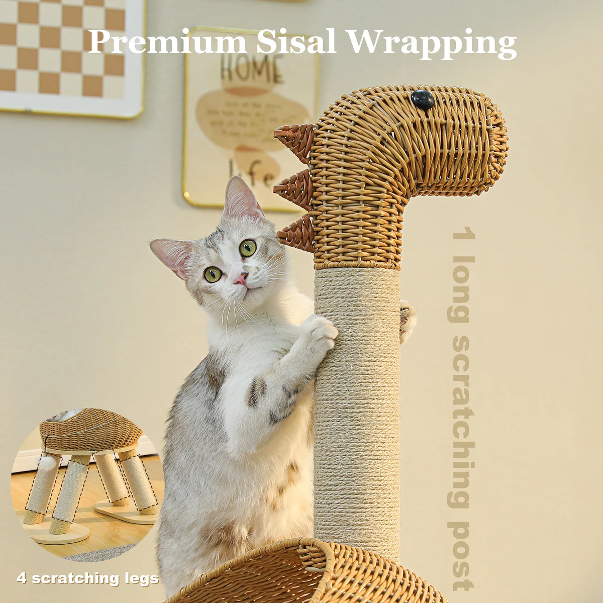 Pawz Road Dinosaur Cat Tree Tower With Sisal Post