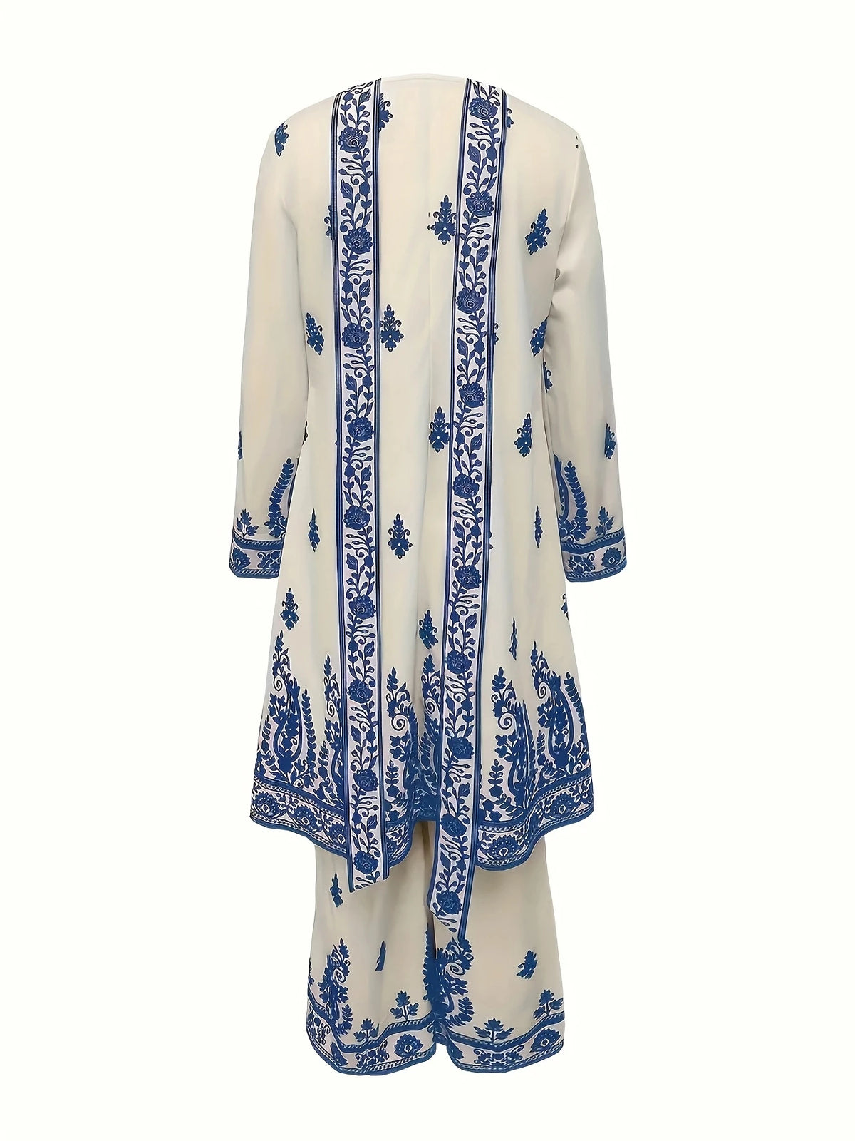 Women Plus Size Ethnic Style Three Piece Printed Outfit Set