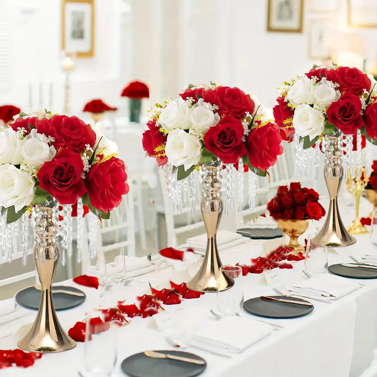 4 Pcs Gold Metal Trumpet Vases Wedding Centerpieces