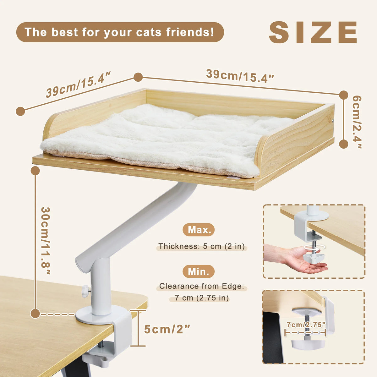 Pawz Road Adjustable 360 Rotatable Desk Cat Bed