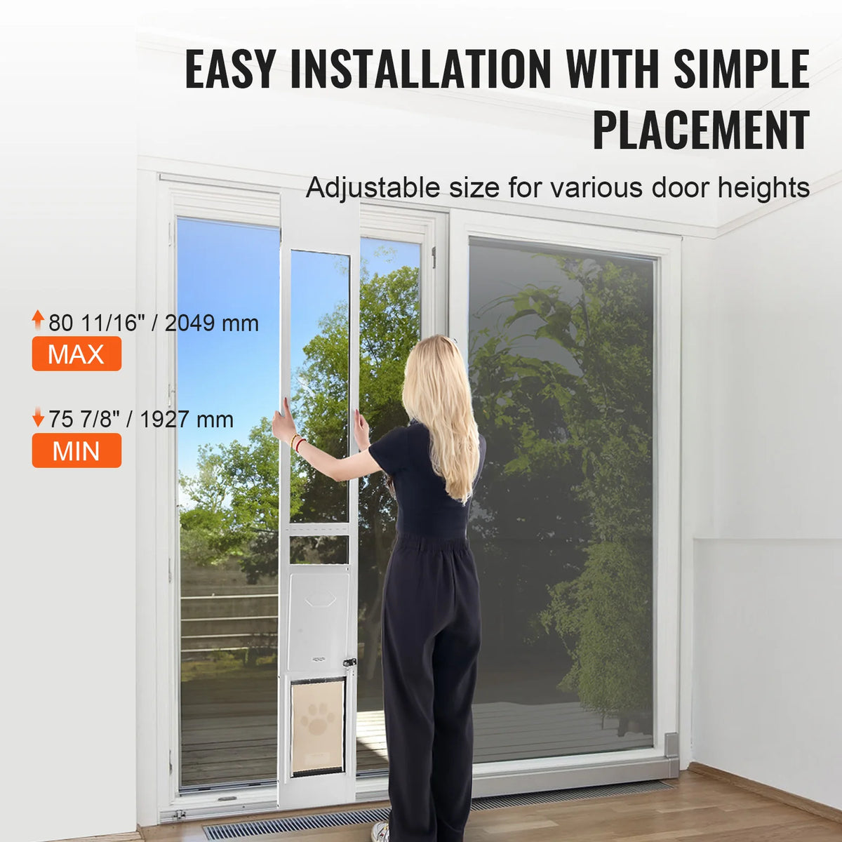 SucceBuy Adjustable Aluminum Sliding Glass Dog Door