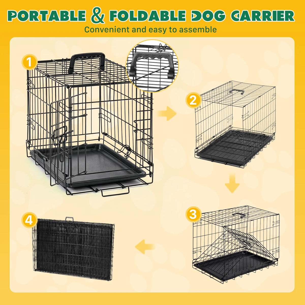 Jhk 18 Inch Single Door Metal Dog Crate With Tray