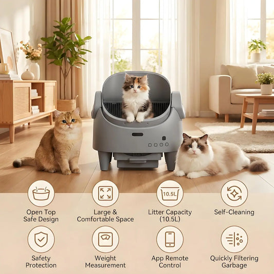 HiMiss Smart Open Automatic Self-Cleaning Cat Litter Box With WiFi Control