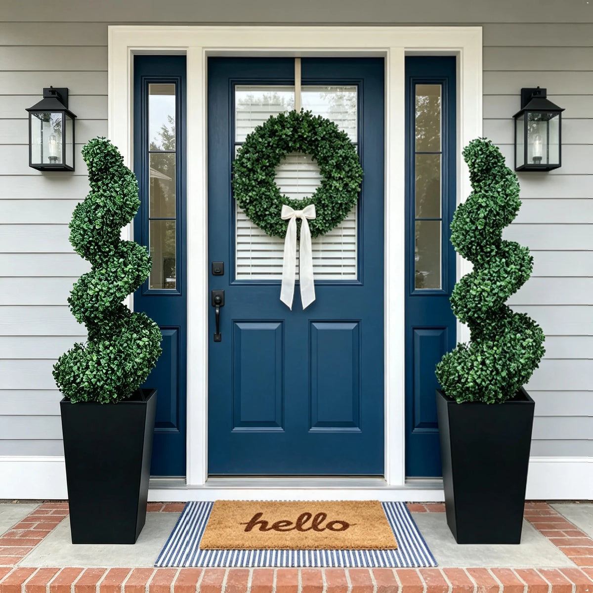 Olitree Artificial Boxwood Spiral Topiary Trees With Planter