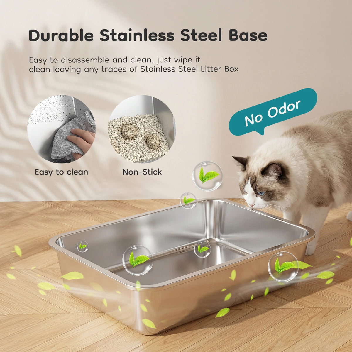 Stainless Steel Fully Enclosed Large Cat Litter Box With Mat
