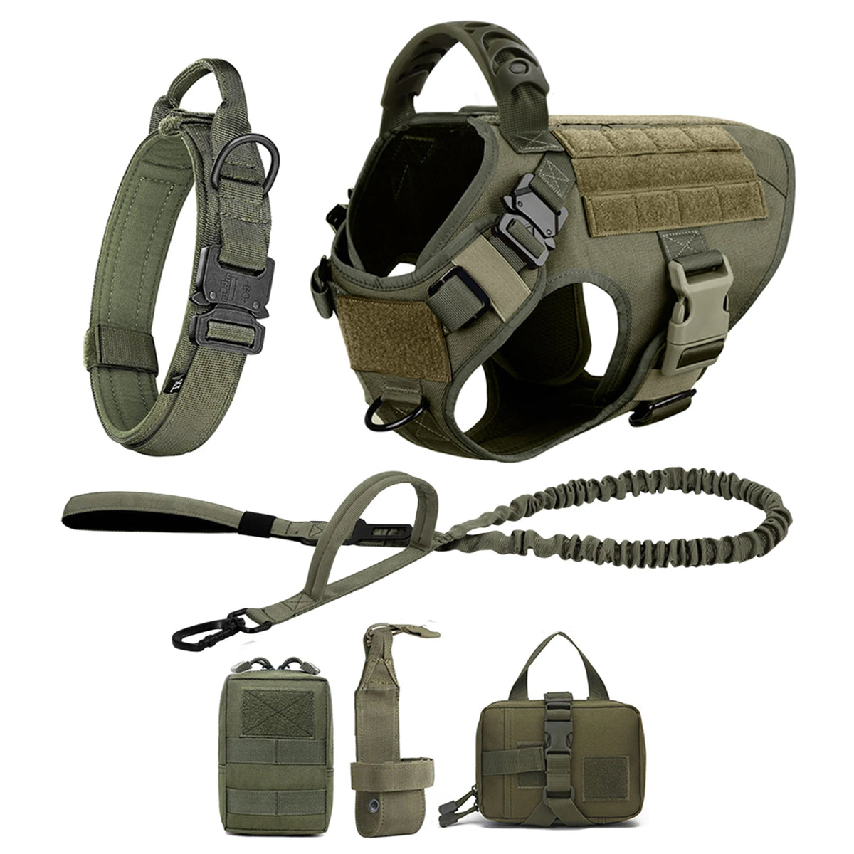Padded Nylon Dog Harness And Leash Set With Quick Release Buckle For Training Walking Large Dogs