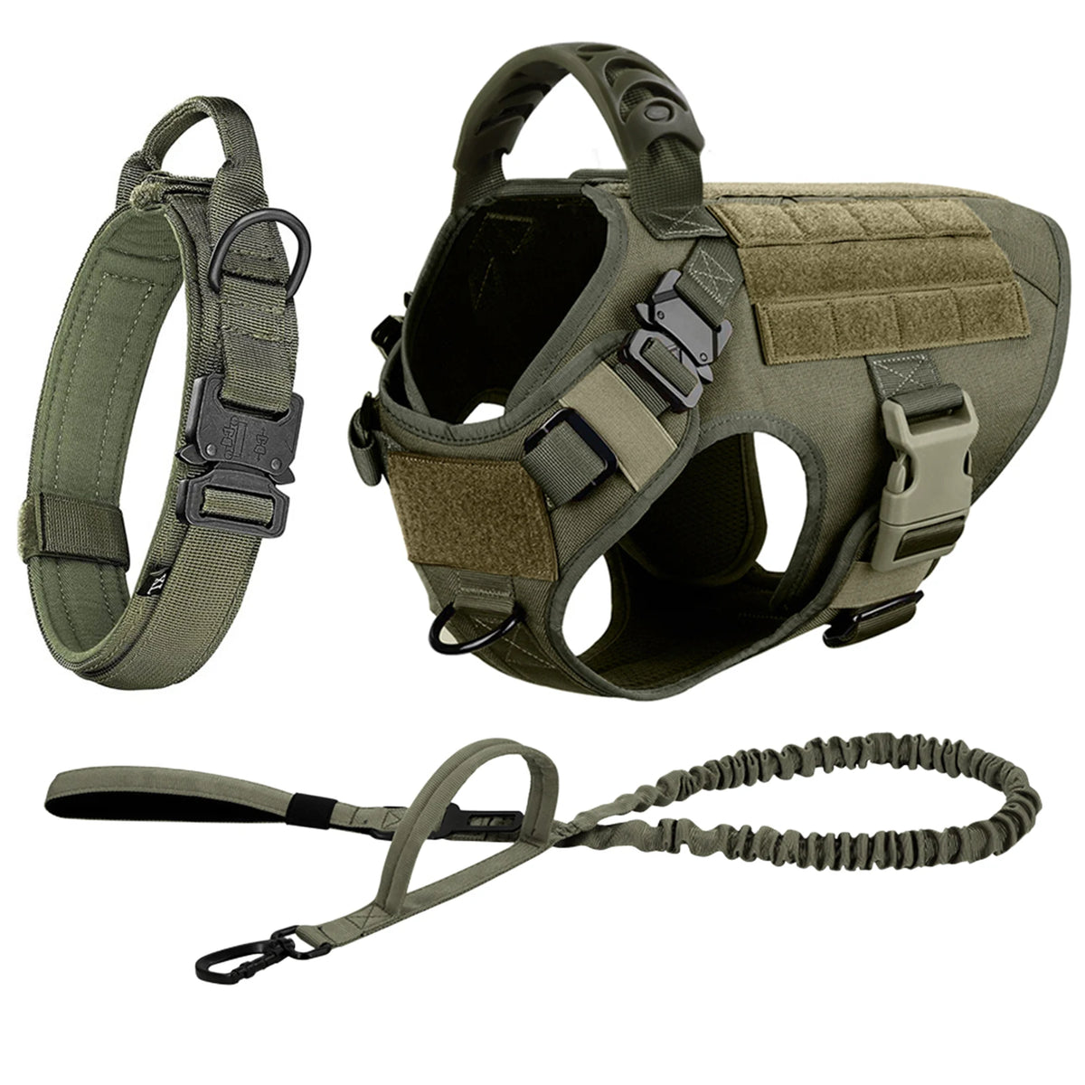Adjustable Tactical Dog Harness Collar And Leash Set