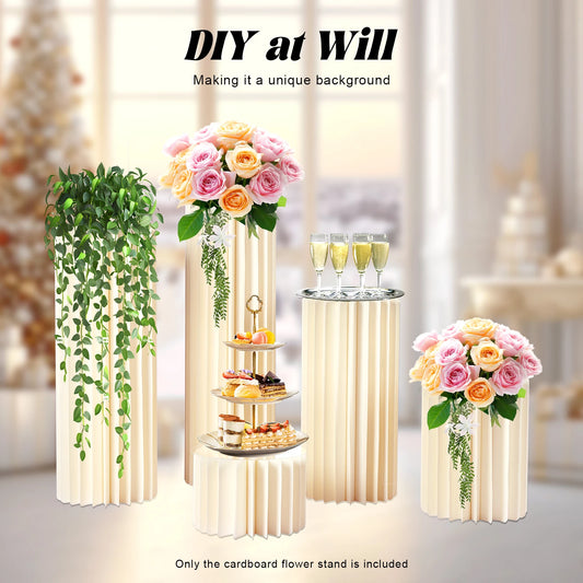 Pack Of 5 Foldable Cardboard Flower Stands For Wedding Centerpieces And Party Display