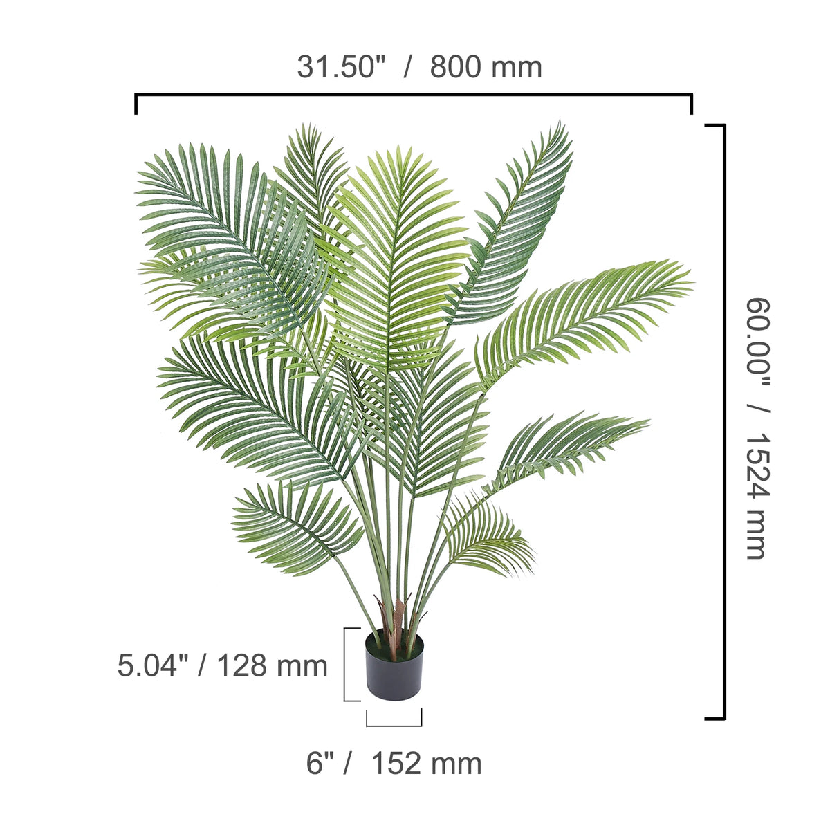 Succebuy Faux Palm Tree Secure Pe Material Anti-Tip Tilt Protection
